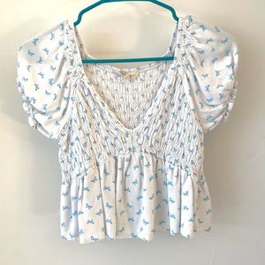 PacSun LA Hearts Mini Cropped Blouse Top - Size S